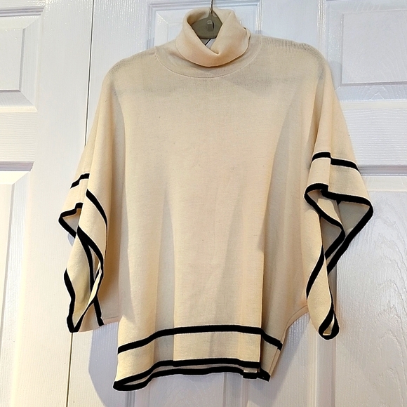 JOSEPH RIBKOFF white and black trim wool blend sweater size 6 - Picture 1 of 5